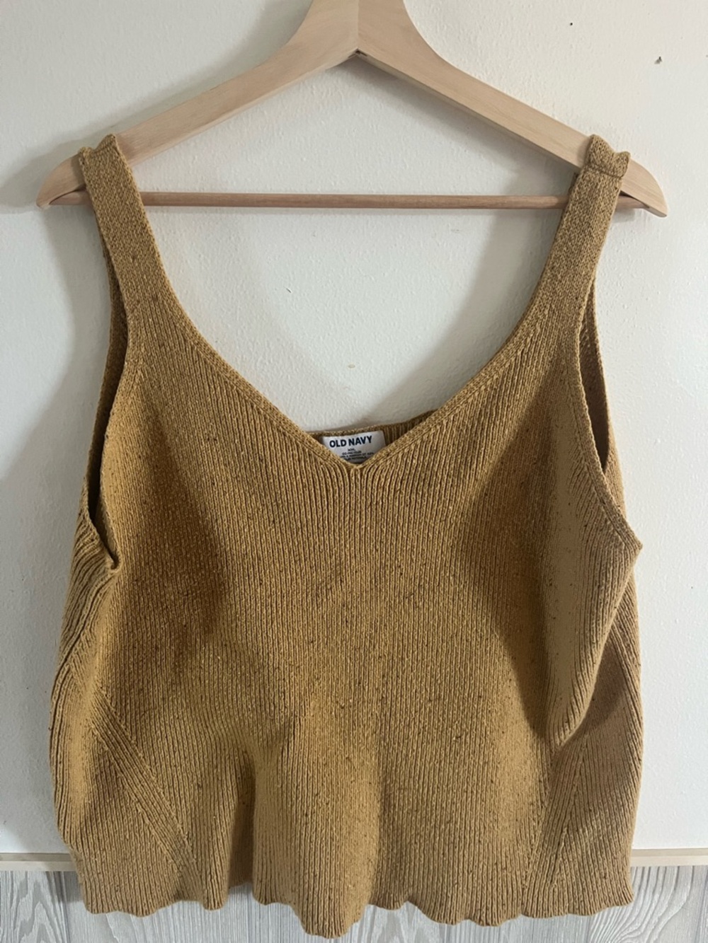 Old Navy Golden Yellow Ribbed Cami Tank Top Wool Blend Basic Tank Top XXL